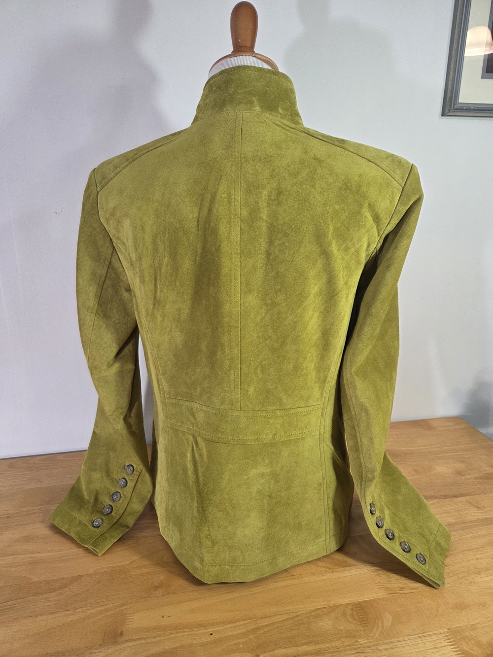 Women's Suede Button-Front Jacket in Oak Moss Green - Picture 2 of 8